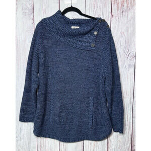 Style & Co Womens Indigo Blue Envelope-Neck Long Sleeve Tunic Sweater 3X
